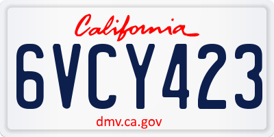 CA license plate 6VCY423