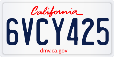 CA license plate 6VCY425