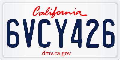 CA license plate 6VCY426