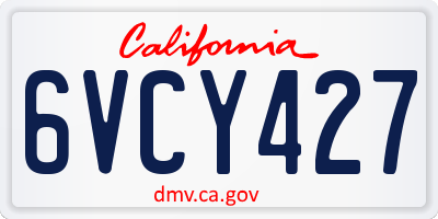 CA license plate 6VCY427