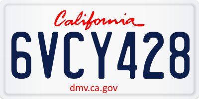 CA license plate 6VCY428