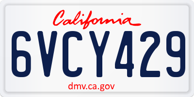 CA license plate 6VCY429