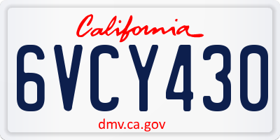 CA license plate 6VCY430