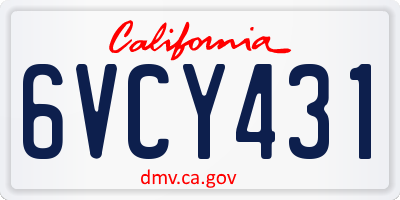 CA license plate 6VCY431