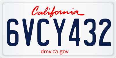 CA license plate 6VCY432