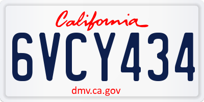CA license plate 6VCY434