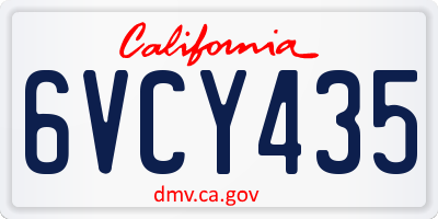 CA license plate 6VCY435