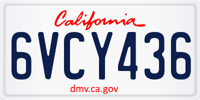 CA license plate 6VCY436