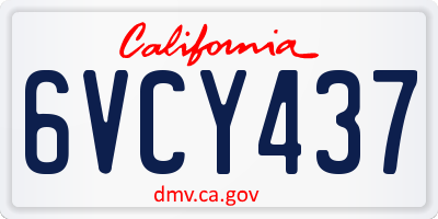 CA license plate 6VCY437