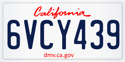 CA license plate 6VCY439