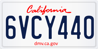 CA license plate 6VCY440