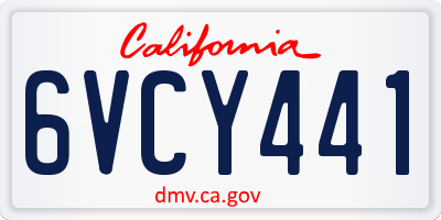 CA license plate 6VCY441