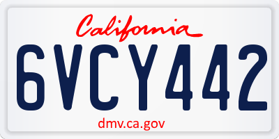 CA license plate 6VCY442