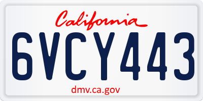 CA license plate 6VCY443