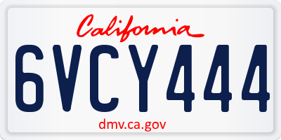 CA license plate 6VCY444