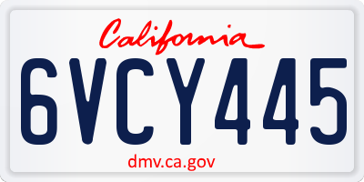 CA license plate 6VCY445