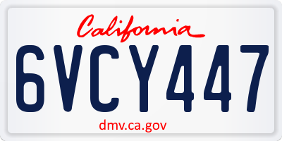 CA license plate 6VCY447