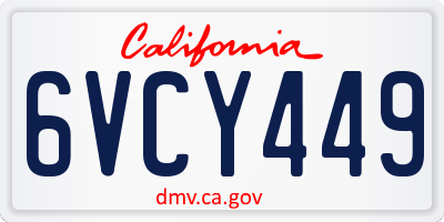 CA license plate 6VCY449