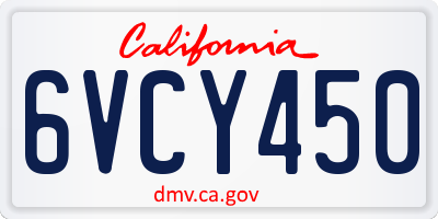 CA license plate 6VCY450