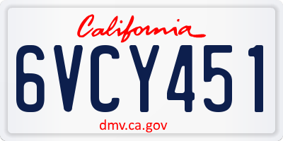 CA license plate 6VCY451