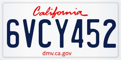 CA license plate 6VCY452