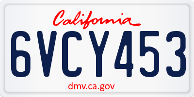 CA license plate 6VCY453