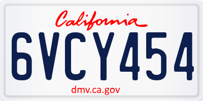 CA license plate 6VCY454