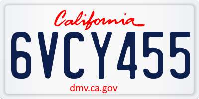 CA license plate 6VCY455
