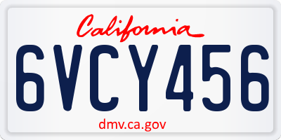 CA license plate 6VCY456