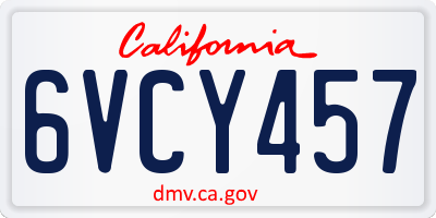 CA license plate 6VCY457