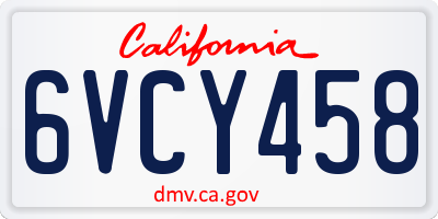 CA license plate 6VCY458