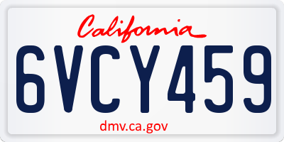 CA license plate 6VCY459