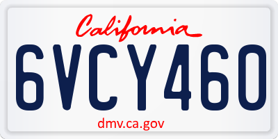 CA license plate 6VCY460