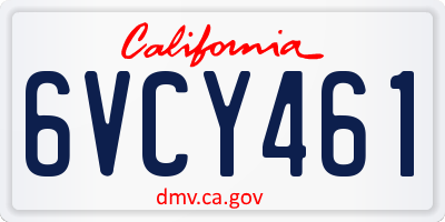 CA license plate 6VCY461