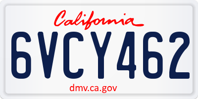 CA license plate 6VCY462