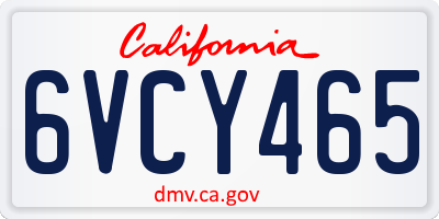 CA license plate 6VCY465