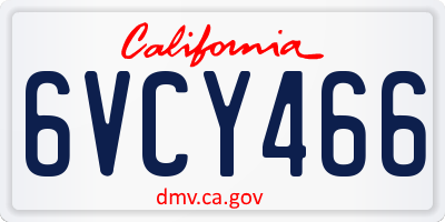 CA license plate 6VCY466