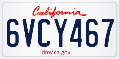 CA license plate 6VCY467