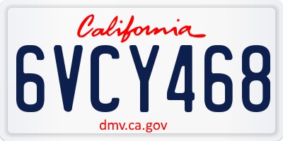 CA license plate 6VCY468