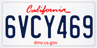 CA license plate 6VCY469