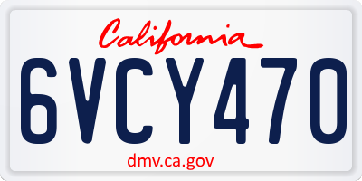 CA license plate 6VCY470