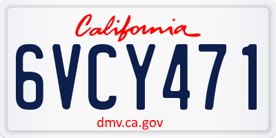 CA license plate 6VCY471