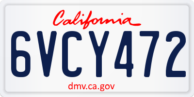 CA license plate 6VCY472