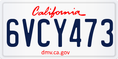 CA license plate 6VCY473