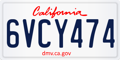 CA license plate 6VCY474