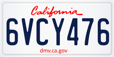 CA license plate 6VCY476