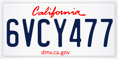 CA license plate 6VCY477