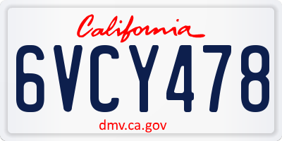 CA license plate 6VCY478