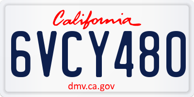 CA license plate 6VCY480