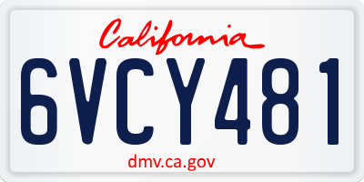 CA license plate 6VCY481